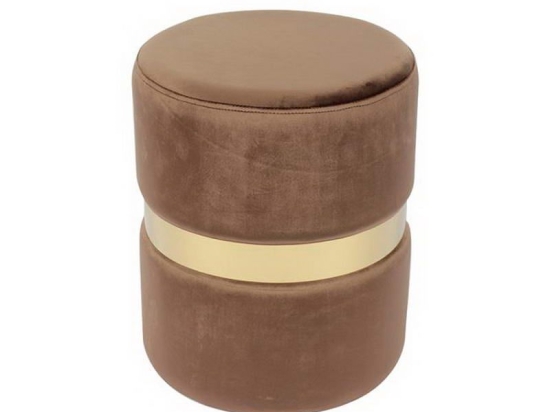 Σκαμπό Βοηθητικό Tommy Ε7037,3 D.35x43cm Gold-Brown Μέταλλο,Ύφασμα