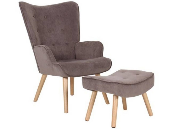 Πολυθρόνα & Σκαμπό Σετ Alma Ε7141,8 69x76x97/52x38x35cm Brown Velure Ύφασμα