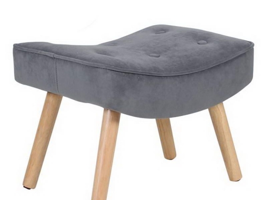Σκαμπό - Υποπόδιο Alma Ε7141,71 52x38x35cm Natural-Grey Βελούδο, Ξύλο