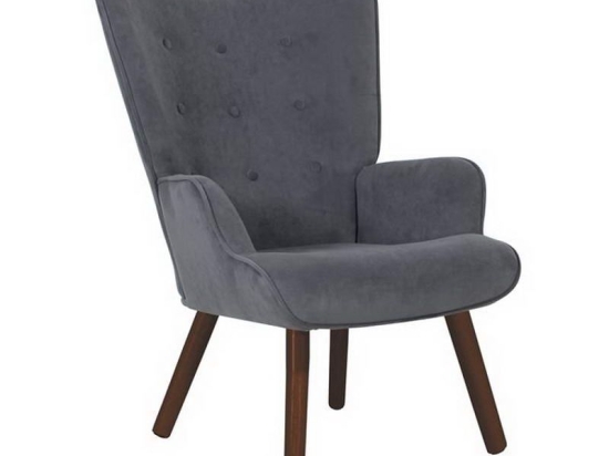 Πολυθρόνα - Μπερζέρα Alma Ε7141,70Κ 69x76x97cm Walnut-Grey Ξύλο,Ύφασμα