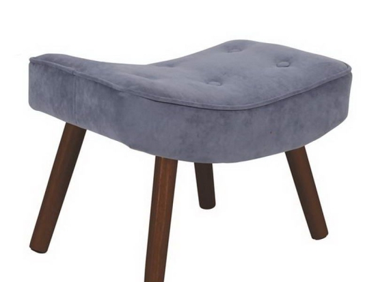 Σκαμπό - Υποπόδιο Alma Ε7141,51Κ 52x38x35cm Walnut-Light Blue Ξύλο,Ύφασμα