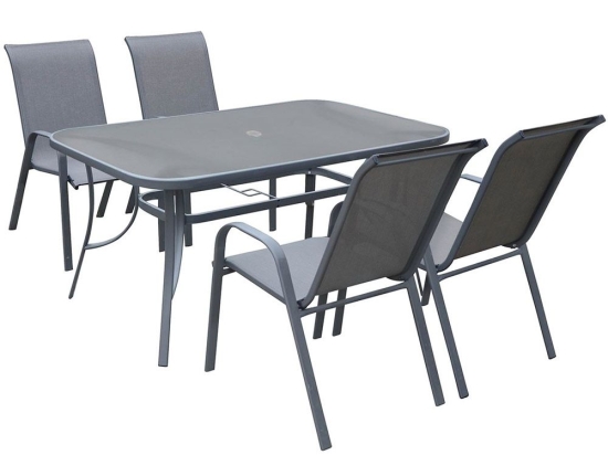 Τραπεζαρία Σετ Ριο 5Τμχ Ε250,3L 120x70x71/55x74x91 Anthracite-Grey 4 Θέσεων