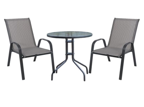 Τραπεζαρία Σετ 3Τμχ Rio Ε270,6S Φ60x70cm Grey 2 Θέσεων