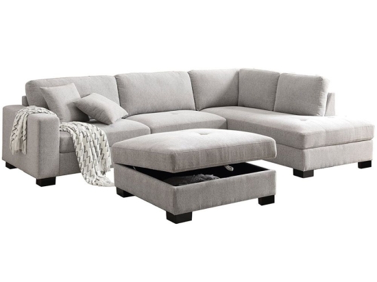 Καναπές με Σκαμπό DORNO Ε9414,1 308x207/98xH91cm, 98x98x48cm Grey
