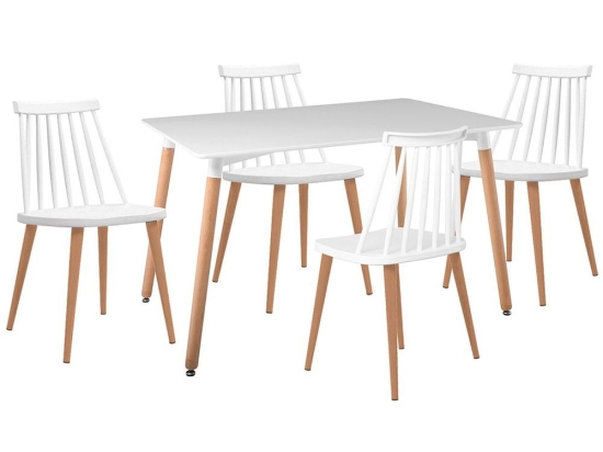 Τραπεζαρία Σετ 5Τμχ ΕΜ139,1S 120x80x73/43x48x77cm Natural-White 4 Θέσεων