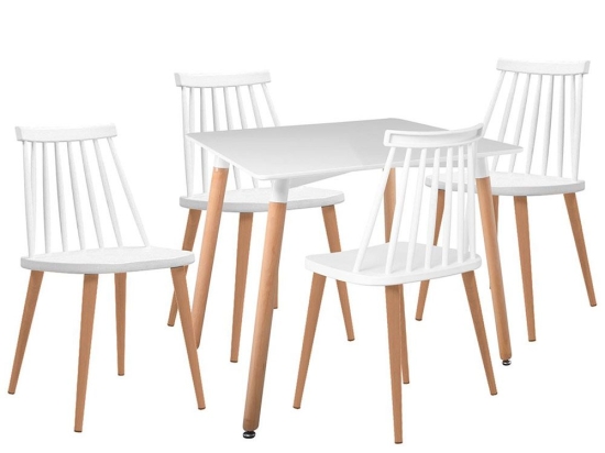 Τραπεζαρία Σετ 5Τμχ ΕΜ139,1S1 80x80x73/43x48x77cm Natural-White 4 Θέσεων