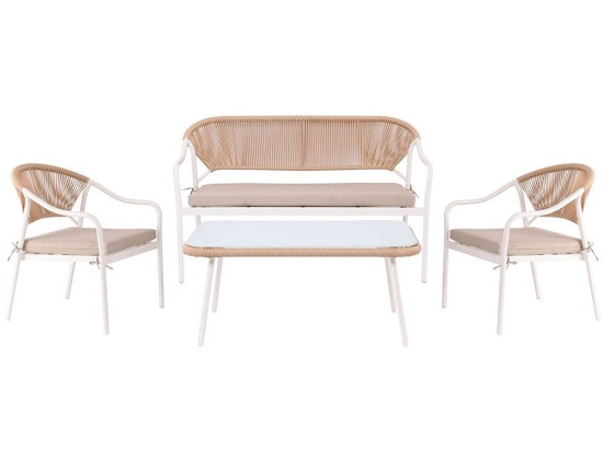 Καθιστικό Κήπου 5Τμχ Palermo Ε257,1 88x48x40-124x63x78-60x63x78cm Natural-White 4 Θέσεων