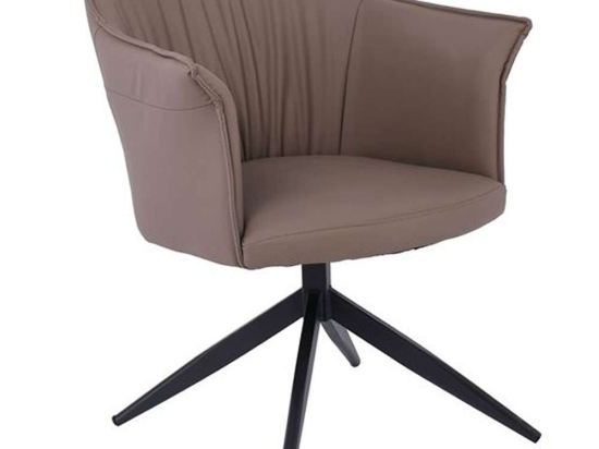 Πολυθρόνα Περιστρεφόμενη Evelyn ΕΜ718,1 64x63x80cm Cappuccino-Black Μέταλλο,Τεχνόδερμα