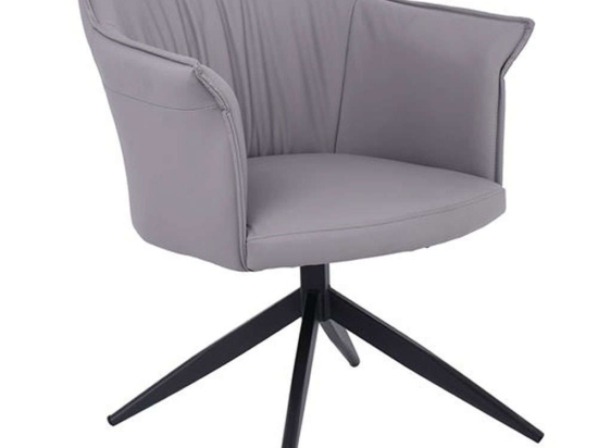Πολυθρόνα Περιστρεφόμενη Evelyn ΕΜ718,2 64x63x80cm Grey-Black Μέταλλο,Τεχνόδερμα