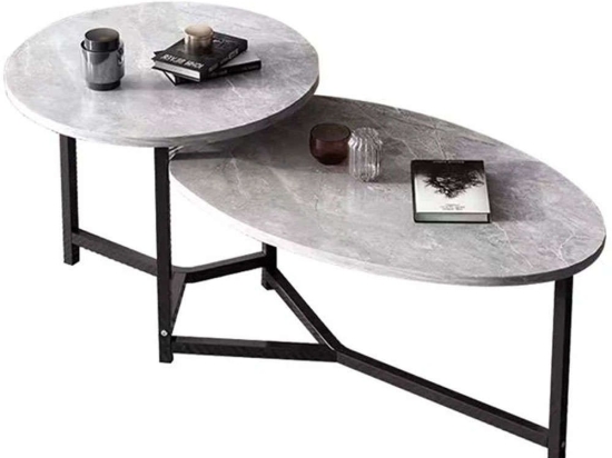 Τραπεζάκι Σαλονιού Tronic 125x60x50/40cm Grey-Black