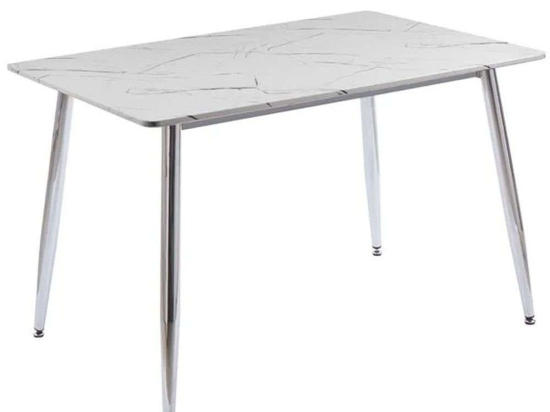 Τραπέζι Datum ΕΜ839,C 120x80x75cm Marble Effect White-Chrome Mdf,Μέταλλο