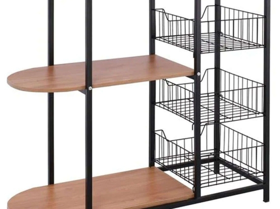 Ραφιέρα Κουζίνας Kitchen ΕΜ460 80x33x75cm Natural Oak-Black