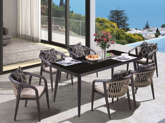 Τραπεζαρία Jardin (Σετ 7Τμχ) Ε6742,S1 180x90x75cm Anthracite-Beige 6 Θέσεων