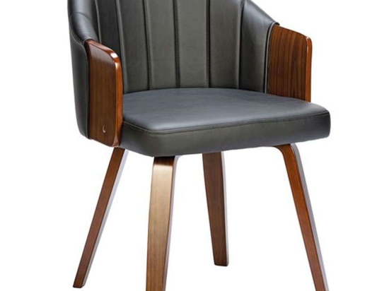 Πολυθρόνα Enzo Ε7518,1 55x58x78cm Walnut-Black Ξύλο,Τεχνόδερμα