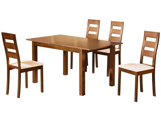 Τραπεζαρία Σετ Miller 5Τμχ Ε781,10S 120+30x80x74/45x52x97cm Walnut-Ecru 4 Θέσεων
