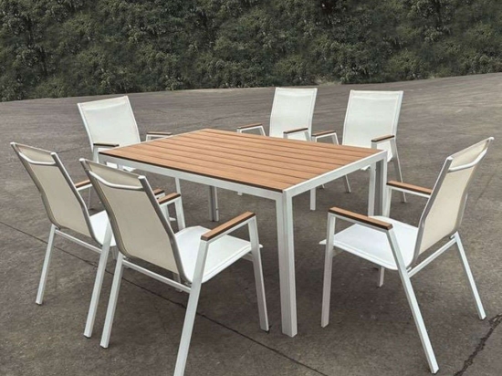 Τραπεζαρία Virna (Σετ 7Τμχ) Ε6797,2S 150x90x73cm White-Natural Six Seater