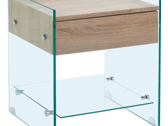 Κομοδίνο Wood-Διάφανο Glasser ΕΜ840,1 45x45x50cm Natural