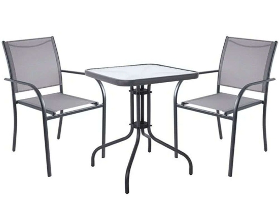 Τραπεζαρία Langley (Σετ 3Τμχ) Ε2422,1S 60x60x70cm Anthracite-Grey Two Seater