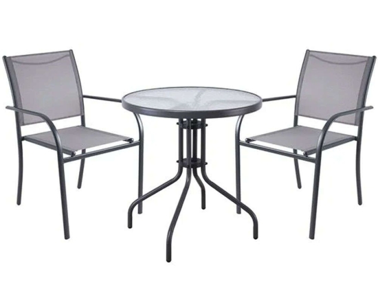 Τραπεζαρία Langley (Σετ 3Τμχ) Ε2422,1S1 Φ60x70cm Anthracite-Grey 2 Θέσεων
