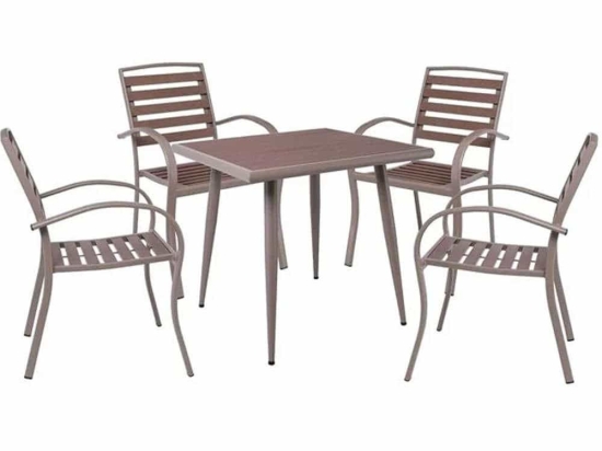 Τραπεζαρία Serrano (Σετ 5Τμχ) Ε6890,S 80x80x74cm Walnut-Beige 4 Θέσεων