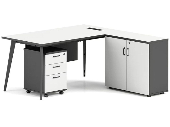 Γραφείο Status ΕΟ900,1 160x80/40x75cm White-Grey