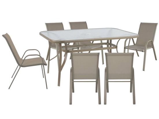 Τραπεζαρία Σετ Ριο 7Τμχ Ε250,82 150x90x71/55x74x91 Cappuccino-Beige 6 Θέσεων