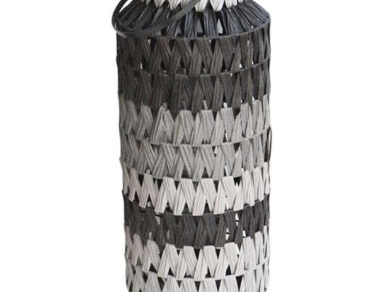 Φανάρι 00.06.61348 Φ25x59,5cm Black-Grey Rattan,Γυαλί