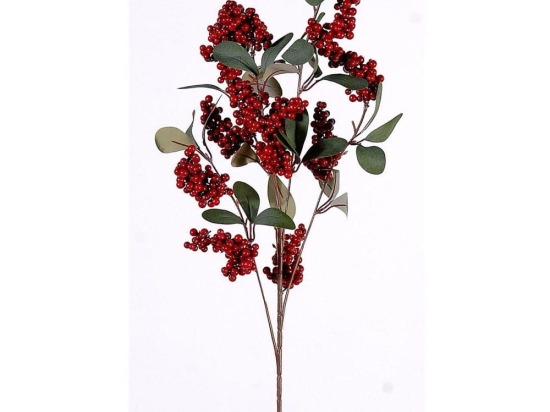 Κλαδί Berries Mε Φύλλα 00.11.14435 88cm Green-Red