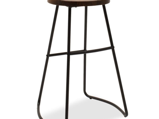 Σκαμπό Μπαρ Jair 001-000064 35x49x44 Black-Walnut Μέταλλο,Ξύλο