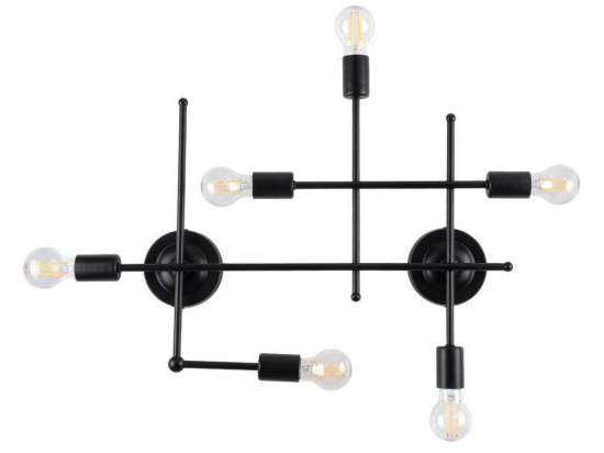 Φωτιστικό Τοίχου - Απλίκα Piping 00664 6xE27 Με Πλέγμα 66x9,5x49cm Black GloboStar