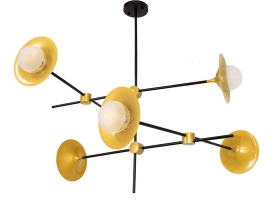 Φωτιστικό Οροφής Joliet 00780 6xG9 Με Πλέγμα Φ93x87cm Black-Gold GloboStar
