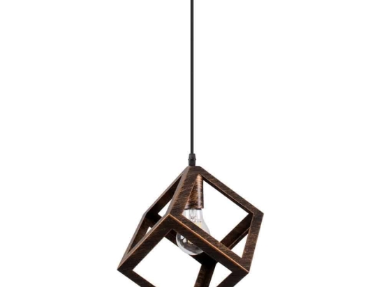 Φωτιστικό Οροφής Cube 00793 1xΕ27 Με Πλέγμα 25x25x25cm Rust GloboStar