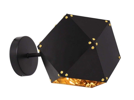 Φωτιστικό Τοίχου - Απλίκα Welles 00794 1xE14 17x28x17cm Black-Gold GloboStar