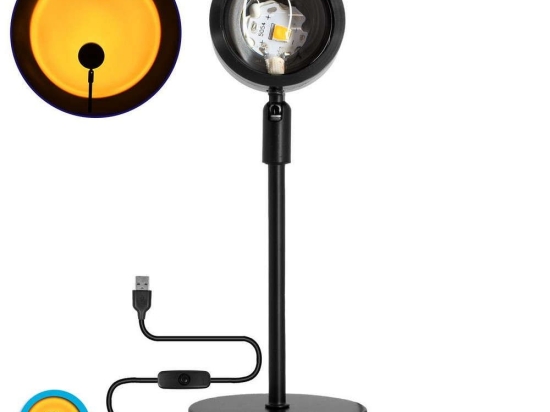 Φωτιστικό Επιτραπέζιο Sun 00814 Led 12W Με Projector Lens Εφέ Black-Yellow GloboStar