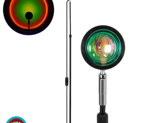 Φωτιστικό Δαπέδου Rainbow Green 00821 12W Led Με Projector Lens Εφέ & USB 94cm Silver-Black GloboStar