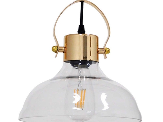 Φωτιστικό Οροφής Javer 00933 1xΕ27 Φ24x24cm Clear-Gold GloboStar