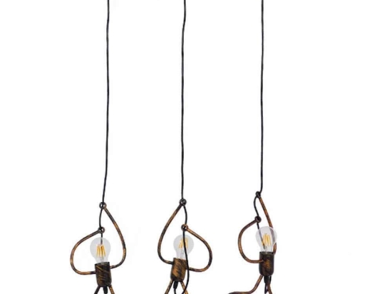 Φωτιστικό Οροφής - Ράγα Little Man 00979 3xΕ27 70x10x105cm Rust GloboStar