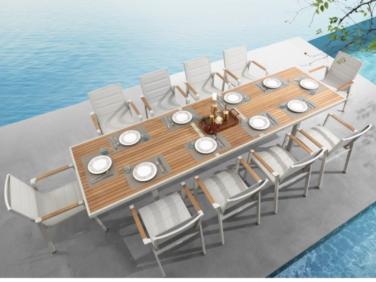 Τραπεζαρία Κήπου Nofi 2.0 01-00-2069 (Σετ 11Τμχ) Beige-Oak 10 Θέσεων
