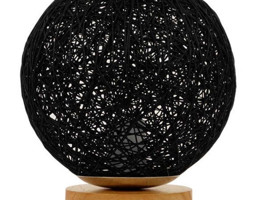 Φωτιστικό Επιτραπέζιο Ψάθινο Indus 01338 1xE27 Φ20cm Black GloboStar
