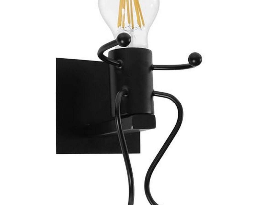 Φωτιστικό Τοίχου - Απλίκα Little Man 01388 1xE27 12x19x17cm Black GloboStar