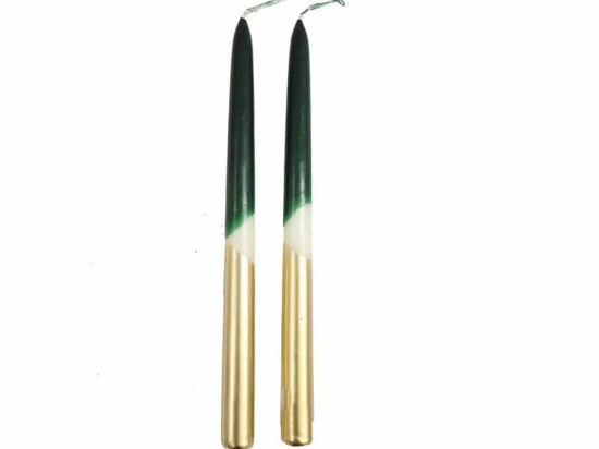Κεριά Κηροπηγίου 014.XM4281 (Σετ 2τμχ) 25cm Green-Gold