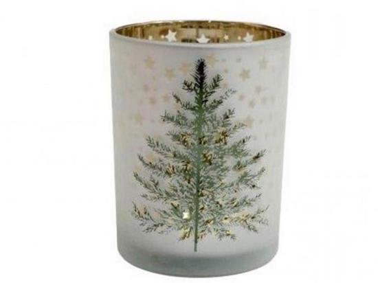 Κηροπήγιο Χριστουγεννιάτικο 014.XMSG0349 Xmas Tree 10x12,5cm Green-White