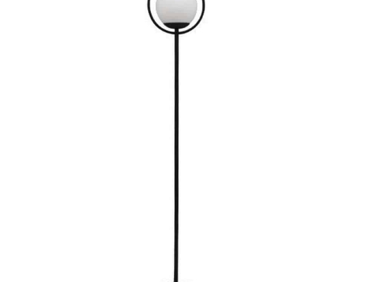 Φωτιστικό Δαπέδου Versailles 01540 1xE27 Με Milky Γυαλί Φ25 150cm Black GloboStar