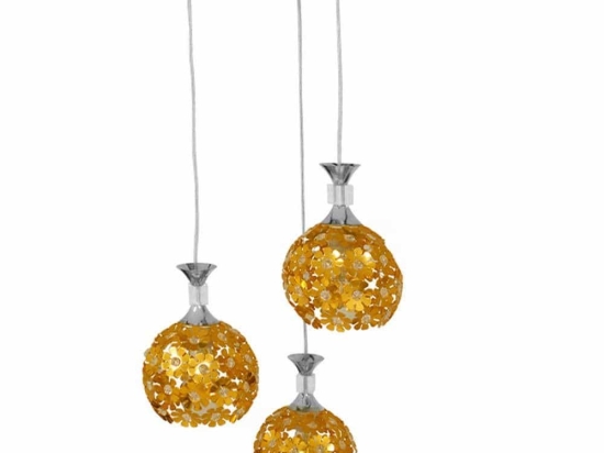 Φωτιστικό Οροφής Margarita 01670 3xΕ27 Με Κρύσταλλα Φ50x24cm Gold-Silver GloboStar