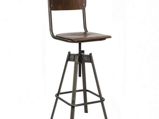 Σκαμπό Μπαρ School/S-Swivel 02-00-1071 40x47x113cm Anthracite-Walnut