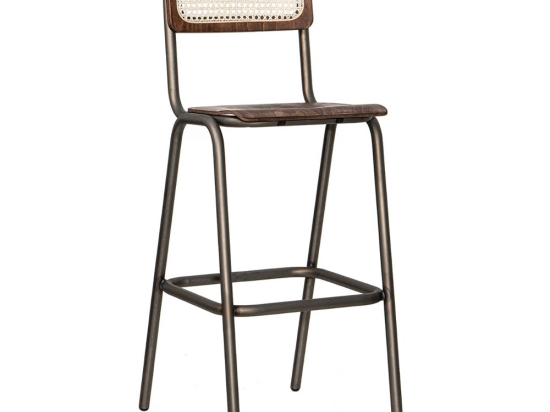 Σκαμπό Μπαρ School/S-R 02-00-1404 55x44x114cm Anthracite-Walnut