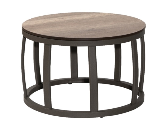Τραπέζι Barrel 02-00-1502 Φ49x31cm Anthracite-Teak