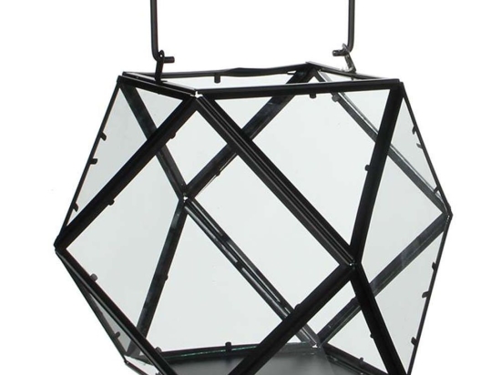 Φανάρι Πολυγωνικό 02.1003376 30x24cm Black Μέταλλο