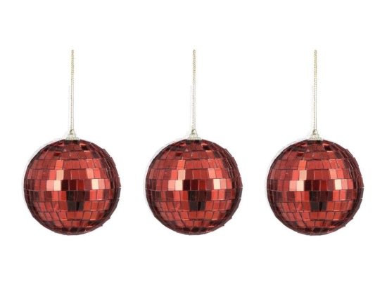 Χριστουγεννιάτικες Μπάλες Disco Mirror 02.1162259 (Σετ 3τμχ) 8cm Red