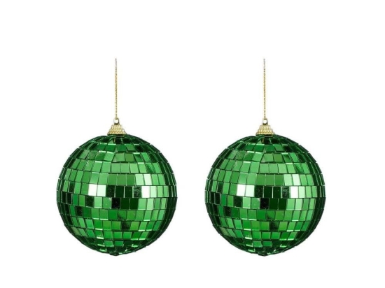 Χριστουγεννιάτικες Μπάλες Disco Mirror 02.1162266 (Σετ 2τμχ) 10cm Green